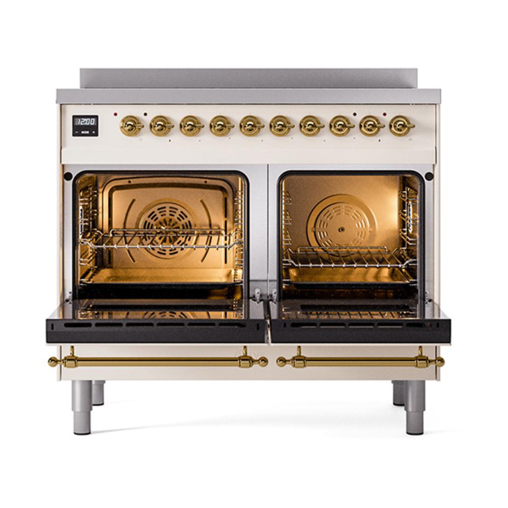 Ilve UNDI406NMPAWG Ilve Undi406Nmpawg Nostalgie Ii Noblesse 40" Induction Range (Triple Glass Door, Antique White, Brass)