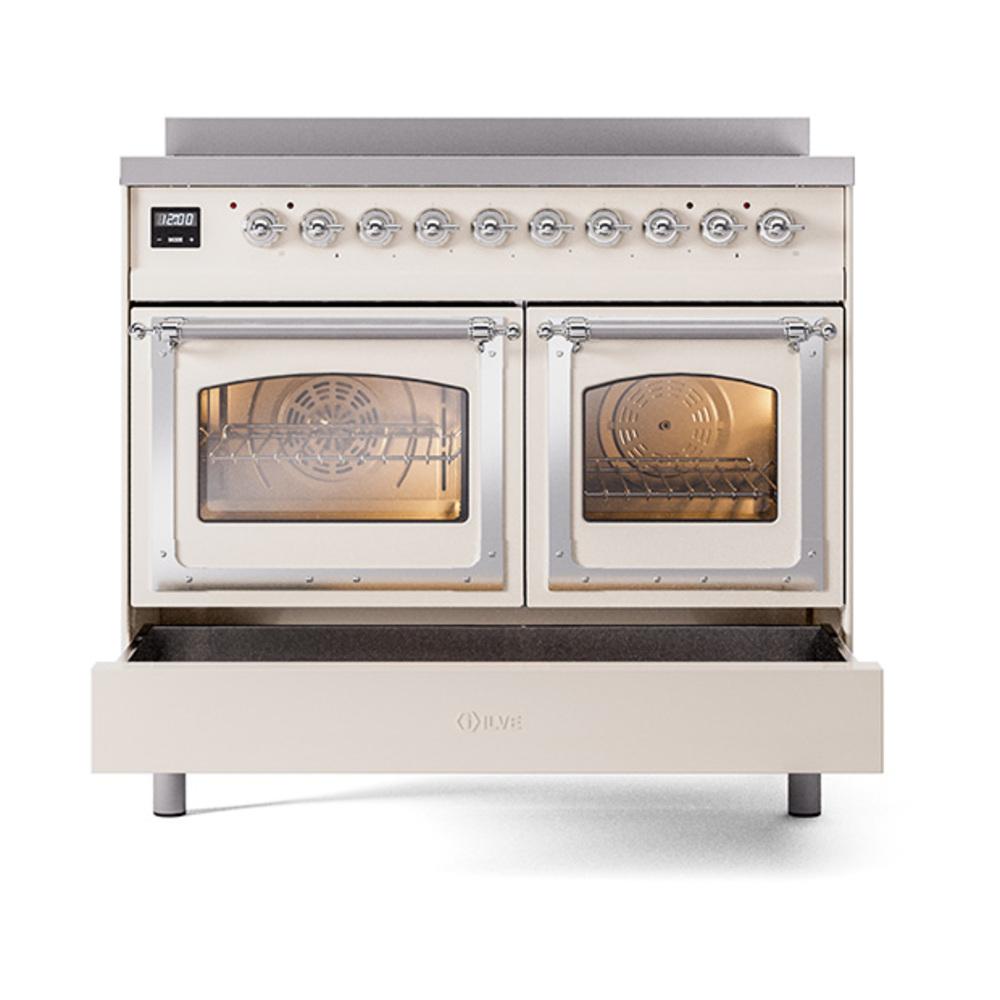 Ilve UNDI406NMPAWC Ilve Undi406Nmpawc Nostalgie Ii Noblesse 40" Induction Range (Triple Glass Door, Antique White, Chrome)