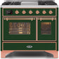 Ilve UMD10FDNS3EGP Majestic Ii 40 Inch Dual Fuel Natural Gas Freestanding Range In Emerald Green With Copper Trim