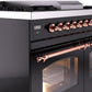 Ilve UPD40FNMPBKP Nostalgie Ii 40 Inch Dual Fuel Natural Gas Freestanding Range In Glossy Black With Copper Trim