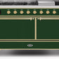 Ilve UM15FDQNS3EGG Majestic Ii 60 Inch Dual Fuel Natural Gas Freestanding Range In Emerald Green With Brass Trim