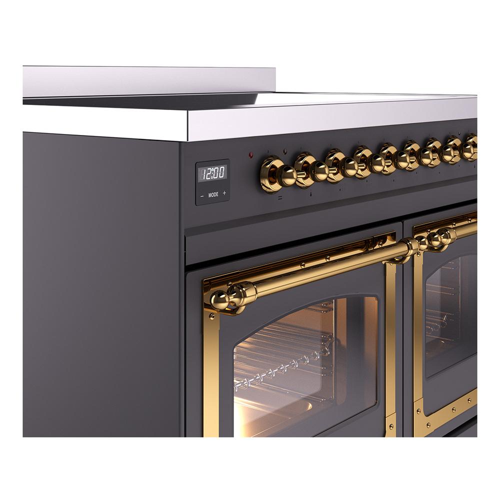 Ilve UNDI406NMPMGG Ilve Undi406Nmpmgg Nostalgie Ii Noblesse 40" Induction Range (Triple Glass Door, Graphite Matte, Brass)