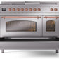 Ilve UP48FSNMPSSP Nostalgie Ii 48 Inch Dual Fuel Natural Gas Freestanding Range In Stainless Steel With Copper Trim