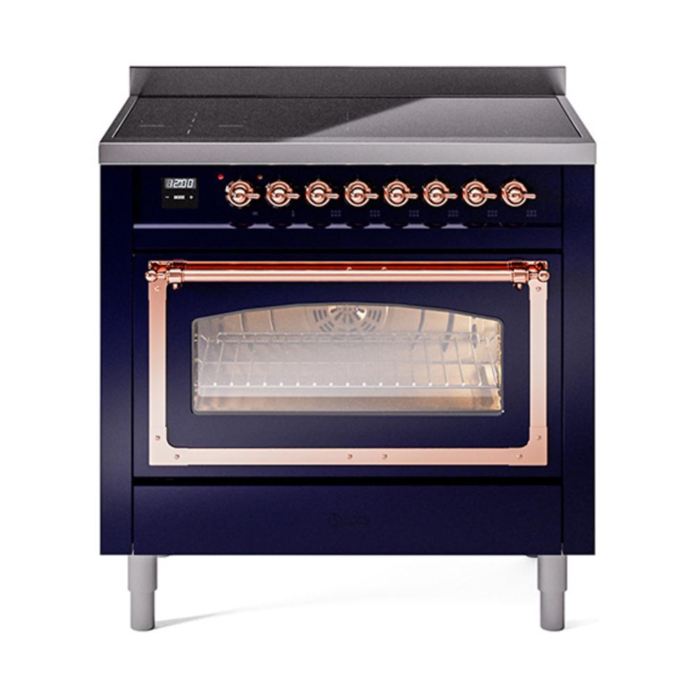 Ilve UNI366NMPMBP Ilve Uni366Nmpmbp Nostalgie Ii Noblesse 36" Induction Range (Triple Glass Door, Midnight Blue, Copper)