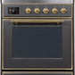 Ilve UMI30NE3MGG Majestic Ii 30 Inch Electric Freestanding Range In Matte Graphite With Brass Trim