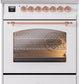 Ilve UP30NMPWHP Nostalgie Ii 30 Inch Dual Fuel Natural Gas Freestanding Range In White With Copper Trim