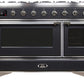 Ilve UM12FDNS3MGC Majestic Ii 48 Inch Dual Fuel Natural Gas Freestanding Range In Matte Graphite With Chrome Trim