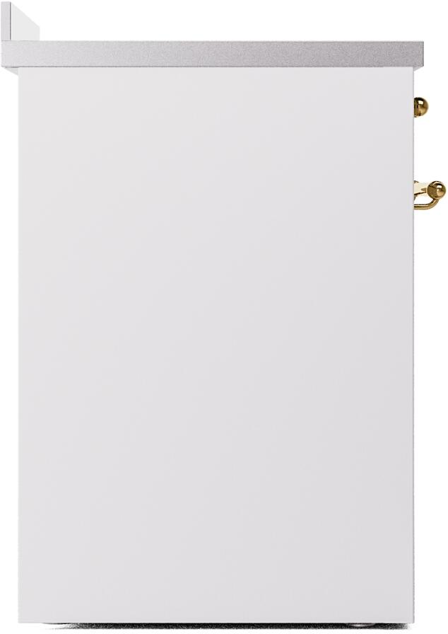 Ilve UPI304NMPWHG Nostalgie Ii 30 Inch Electric Freestanding Range In White With Brass Trim