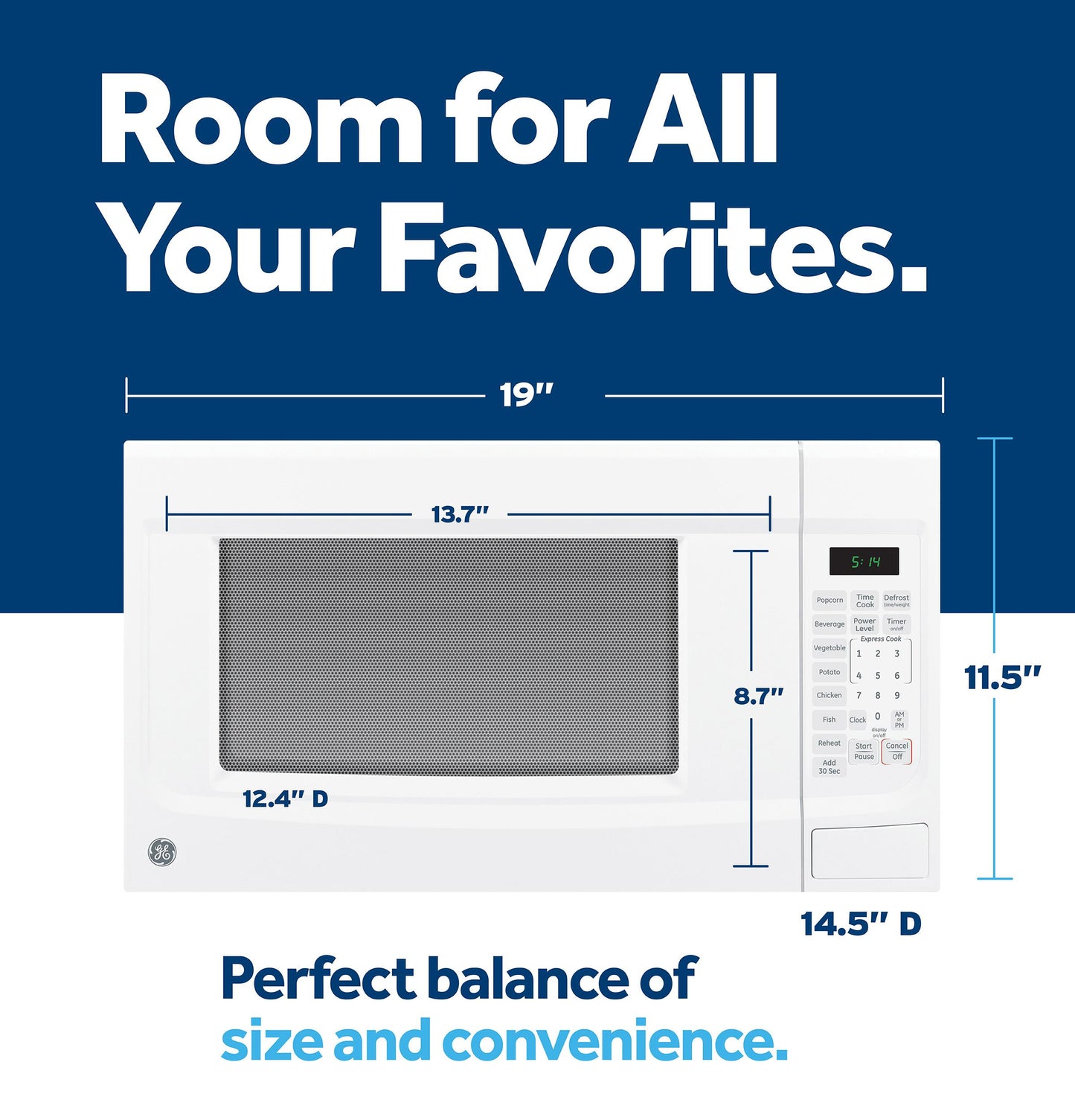 Ge Appliances GCST14S1WWW Ge® 1.4 Cu. Ft. Countertop Microwave Oven