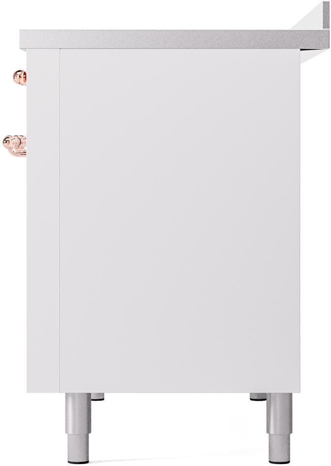 Ilve UPI486NMPWHP Nostalgie Ii 48 Inch Electric Freestanding Range In White With Copper Trim