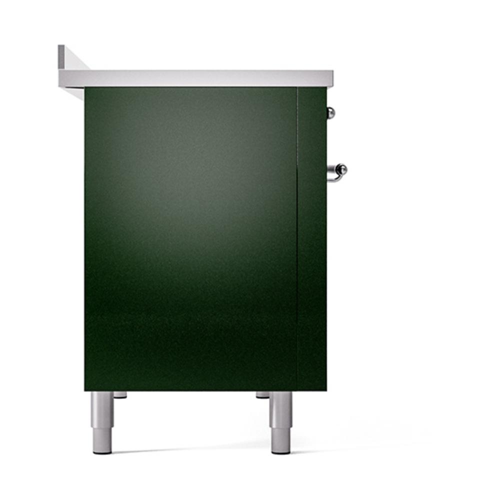 Ilve UNI486QNMPEGC Ilve Uni486Qnmpegc Nostalgie Ii Noblesse 48" Induction Range (Solid Door, Emerald Green, Chrome)