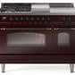 Ilve UP48FSNMPBUBLP Nostalgie Ii 48 Inch Dual Fuel Liquid Propane Freestanding Range In Burgundy With Bronze Trim