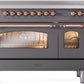 Ilve UPI486NMPMGP Nostalgie Ii 48 Inch Electric Freestanding Range In Matte Graphite With Copper Trim