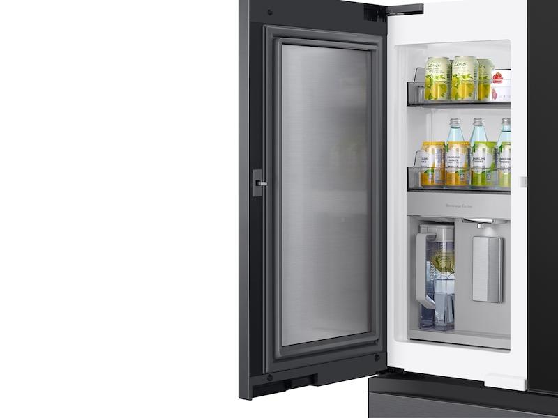 Samsung RF23BB8900QK Bespoke Counter Depth 4-Door French Door Refrigerator (23 Cu. Ft.) - In Charcoal Glass Top And Family Hub&#8482; Panels With Stainless Steel Middle And Bottom Panels