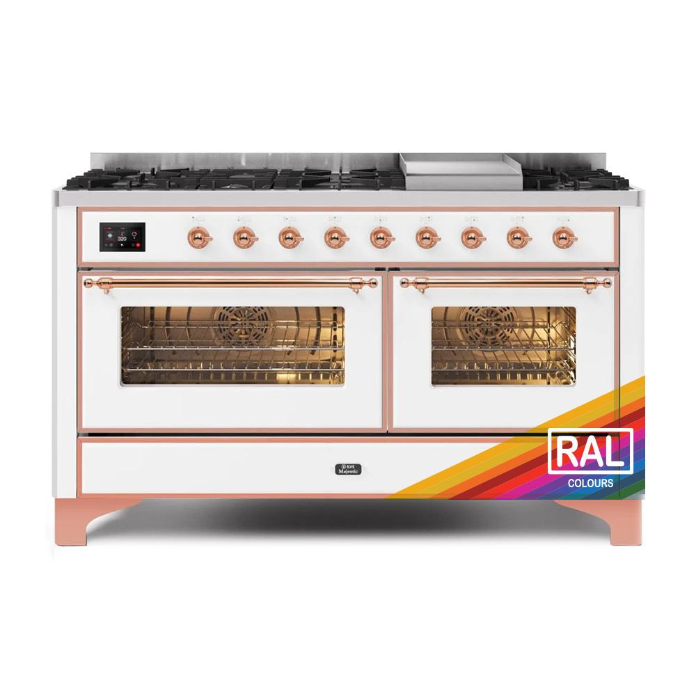 Ilve UM15FDNS3RAP Ilve Majestic Ii 60 Um15Fdns3Rap Freestanding Dual Fuel Range With 9 Sealed Burners Yes Double Oven With Triple Glass Door In Ral Color With Copper Knobs