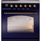 Ilve UPI304NMPMBB Nostalgie Ii 30 Inch Electric Freestanding Range In Blue With Bronze Trim