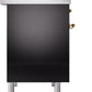 Ilve UPD40FNMPBKGLP Nostalgie Ii 40 Inch Dual Fuel Liquid Propane Freestanding Range In Glossy Black With Brass Trim