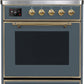 Ilve UMI30NE3BGG Majestic Ii 30 Inch Electric Freestanding Range In Blue Grey With Brass Trim