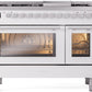 Ilve UP48FWMPWH Professional Plus Ii 48 Inch Dual Fuel Natural Gas Freestanding Range In White With Trim