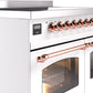 Ilve UPDI406NMPWHP Nostalgie Ii 40 Inch Electric Freestanding Range In White With Copper Trim