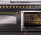 Ilve UP60FSNMPBKG Nostalgie Ii 60 Inch Dual Fuel Natural Gas Freestanding Range In Glossy Black With Brass Trim