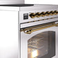 Ilve UPI304NMPSSG Nostalgie Ii 30 Inch Electric Freestanding Range In Stainless Steel With Brass Trim