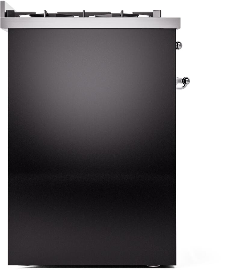 Ilve UP30NMPBKC Nostalgie Ii 30 Inch Dual Fuel Natural Gas Freestanding Range In Glossy Black With Chrome Trim