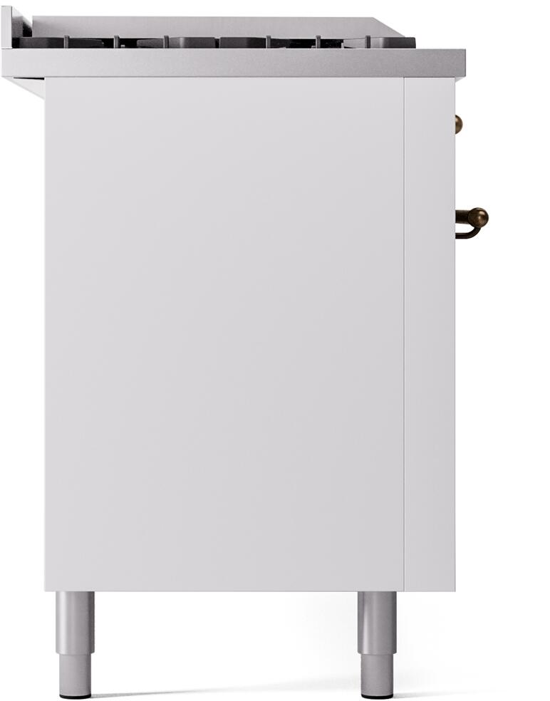 Ilve UP60FSNMPWHB Nostalgie Ii 60 Inch Dual Fuel Natural Gas Freestanding Range In White With Bronze Trim