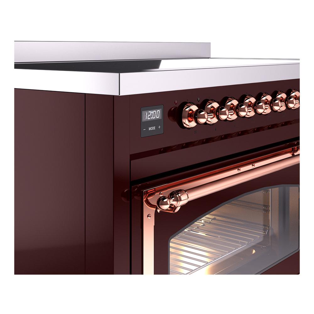 Ilve UNI486NMPBUP Ilve Uni486Nmpbup Nostalgie Ii Noblesse 48" Induction Range (Triple Glass Door, Burgundy, Copper)