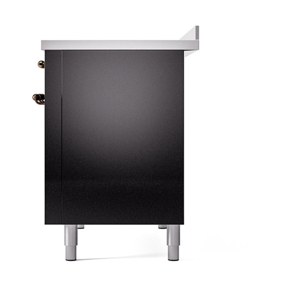 Ilve UNI486QNMPBKB Ilve Uni486Qnmpbkb Nostalgie Ii Noblesse 48" Induction Range (Solid Door, Glossy Black, Burnished)