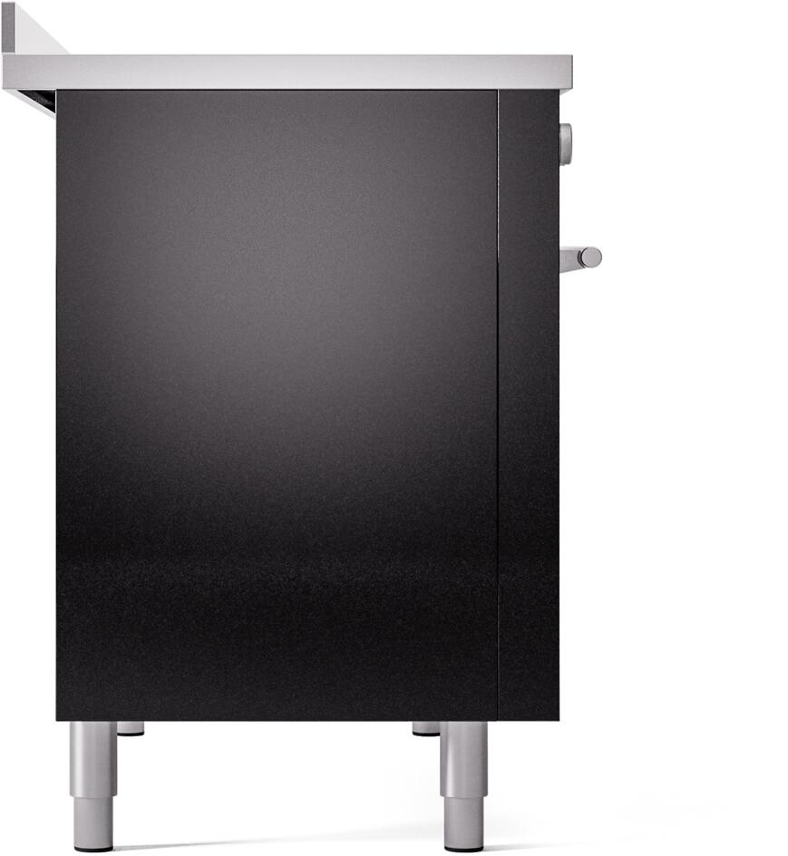 Ilve UPI486WMPBK Professional Plus Ii 48 Inch Electric Freestanding Range In Glossy Black With Trim