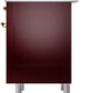 Ilve UP36FNMPBUGLP Nostalgie Ii 36 Inch Dual Fuel Liquid Propane Freestanding Range In Burgundy With Brass Trim