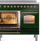 Ilve UPDI406NMPEGG Nostalgie Ii 40 Inch Electric Freestanding Range In Emerald Green With Brass Trim