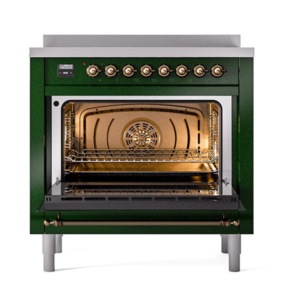 Ilve UNI366NMPEGB Ilve Uni366Nmpegb Nostalgie Ii Noblesse 36" Induction Range (Triple Glass Door, Emerald Green, Burnished)