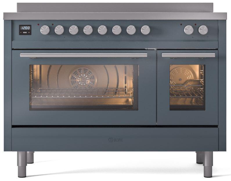 Ilve UPI486WMPBG Professional Plus Ii 48 Inch Electric Freestanding Range In Blue Grey With Trim