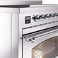 Ilve UPI486NMPSSC Nostalgie Ii 48 Inch Electric Freestanding Range In Stainless Steel With Chrome Trim