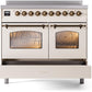 Ilve UPDI406NMPAWB Nostalgie Ii 40 Inch Electric Freestanding Range In Antique White With Bronze Trim