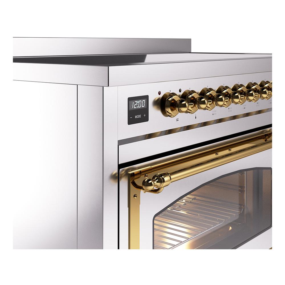 Ilve UNI486NMPSSG Ilve Uni486Nmpssg Nostalgie Ii Noblesse 48" Induction Range (Triple Glass Door, Stainless Steel, Brass)