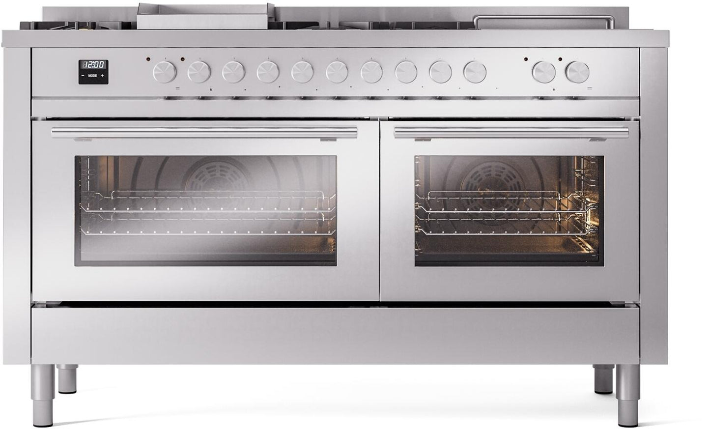 Ilve UP60FSWMPSS Professional Plus Ii 60 Inch Dual Fuel Natural Gas Freestanding Range In Stainless Steel With Trim