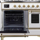 Ilve UMD10FDNS3WHG Majestic Ii 40 Inch Dual Fuel Natural Gas Freestanding Range In White With Brass Trim