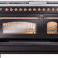 Ilve UP48FNMPBKPLP Nostalgie Ii 48 Inch Dual Fuel Liquid Propane Freestanding Range In Glossy Black With Copper Trim