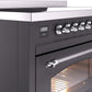 Ilve UPI486NMPMGC Nostalgie Ii 48 Inch Electric Freestanding Range In Matte Graphite With Chrome Trim