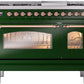 Ilve UP48FNMPEGP Nostalgie Ii 48 Inch Dual Fuel Natural Gas Freestanding Range In Emerald Green With Copper Trim