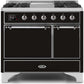 Ilve UMD10FDQNS3BKC Majestic Ii 40 Inch Dual Fuel Natural Gas Freestanding Range In Glossy Black With Chrome Trim