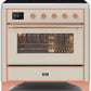 Ilve UMI09NS3AWP Majestic Ii 36 Inch Electric Freestanding Range In Antique White With Copper Trim