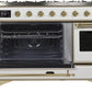 Ilve UM12FDNS3WHG Majestic Ii 48 Inch Dual Fuel Natural Gas Freestanding Range In White With Brass Trim