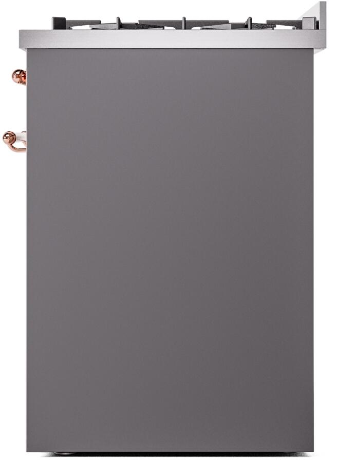 Ilve UP30NMPMGPLP Nostalgie Ii 30 Inch Dual Fuel Liquid Propane Freestanding Range In Matte Graphite With Copper Trim