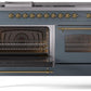 Ilve UP60FSNMPBGGLP Nostalgie Ii 60 Inch Dual Fuel Liquid Propane Freestanding Range In Blue Grey With Brass Trim