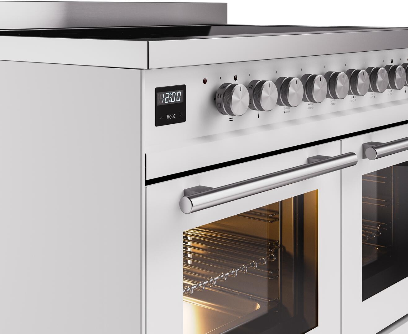 Ilve UPDI406WMPWH Professional Plus Ii 40 Inch Electric Freestanding Range In White With Trim