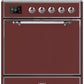 Ilve UMI30QNE3BUC Majestic Ii 30 Inch Electric Freestanding Range In Burgundy With Chrome Trim